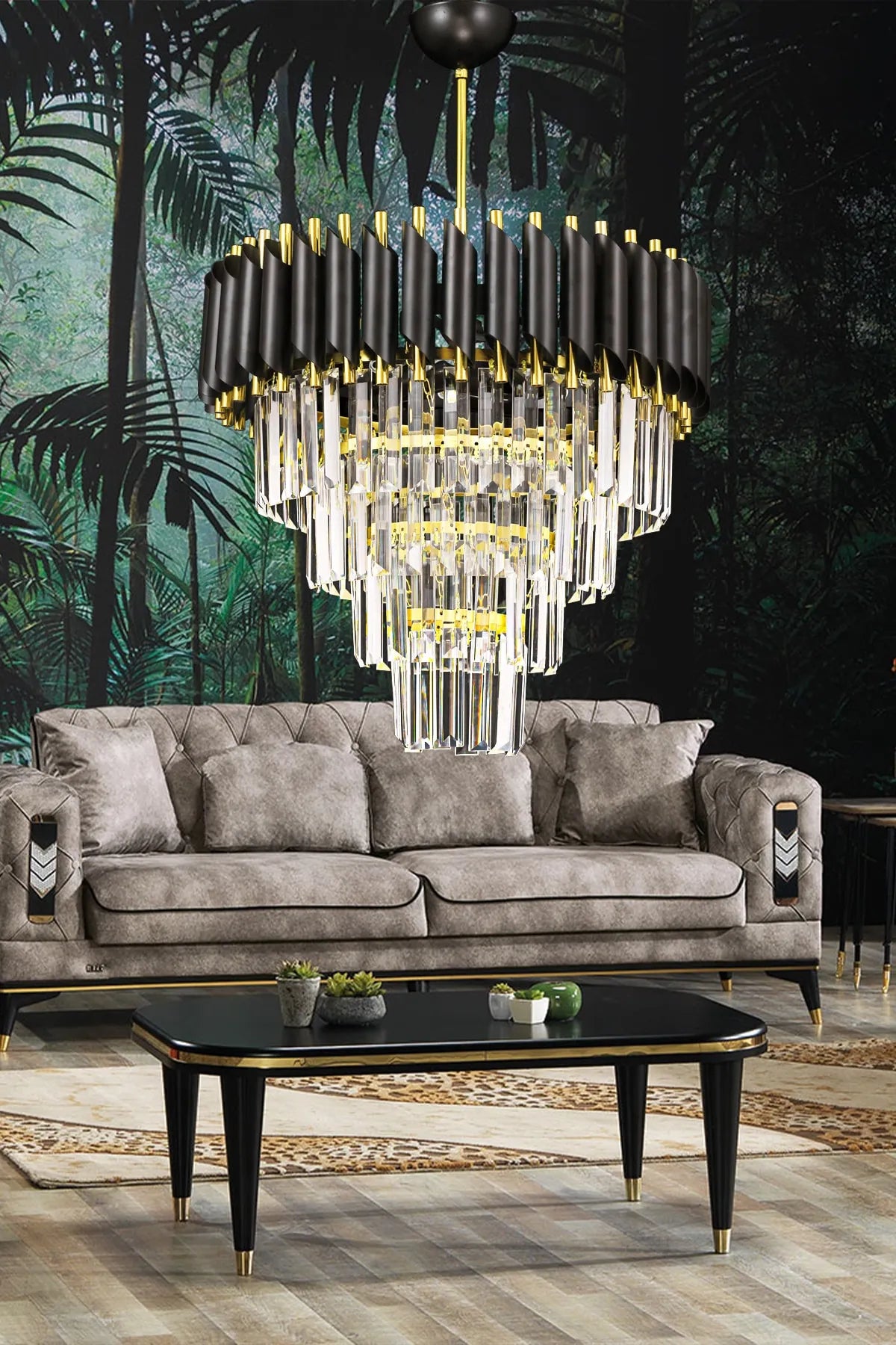 Lux Living Room Stone Chandelier 2483-S96-5U-GW Lux Living Room Stone Chandelier 2483-S96-5U-GW