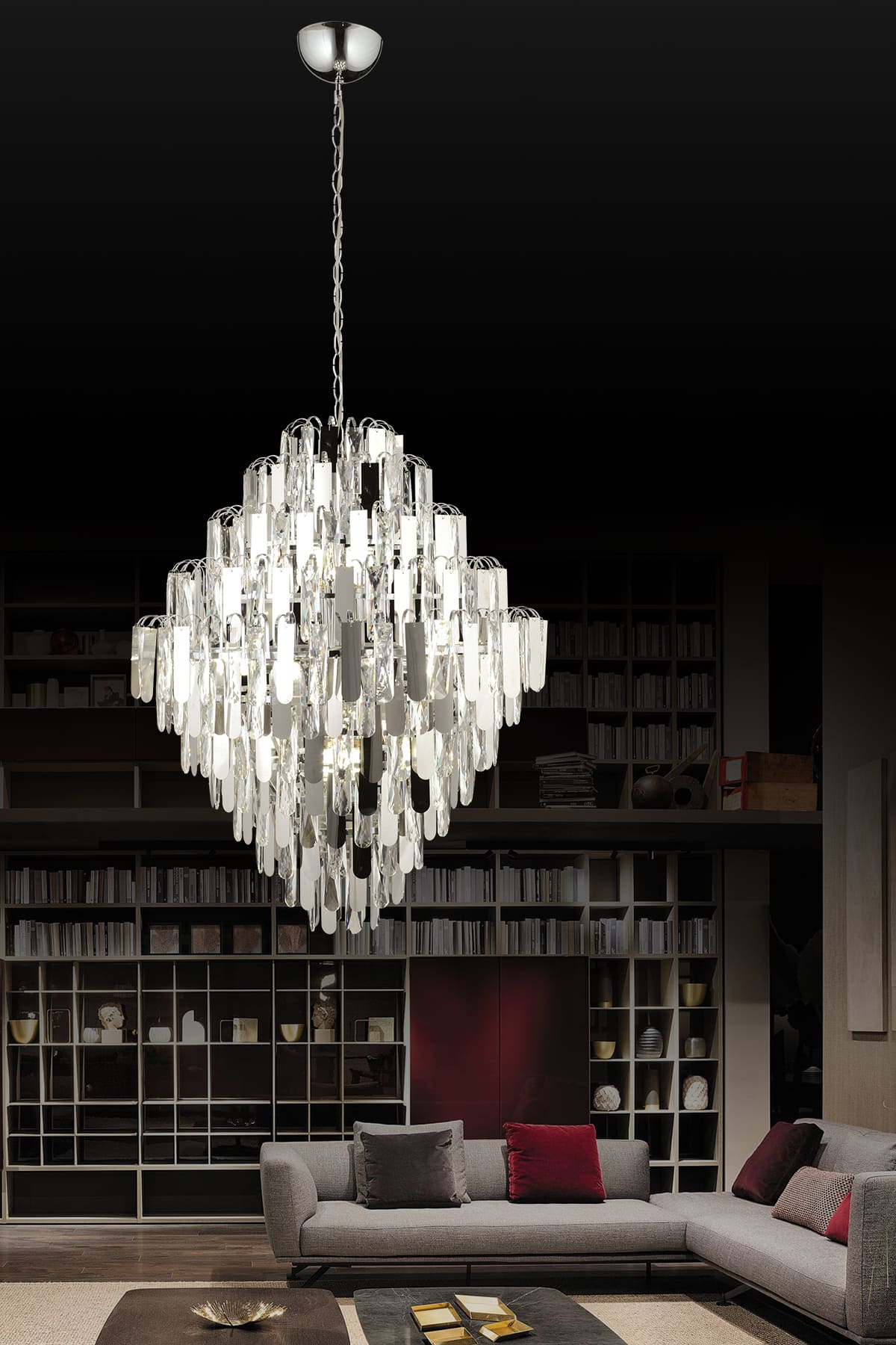 Daisy 70'Lik Taşlı Avize Salon Modern Oturma Odası Avize - Ronisu Aydınlatma