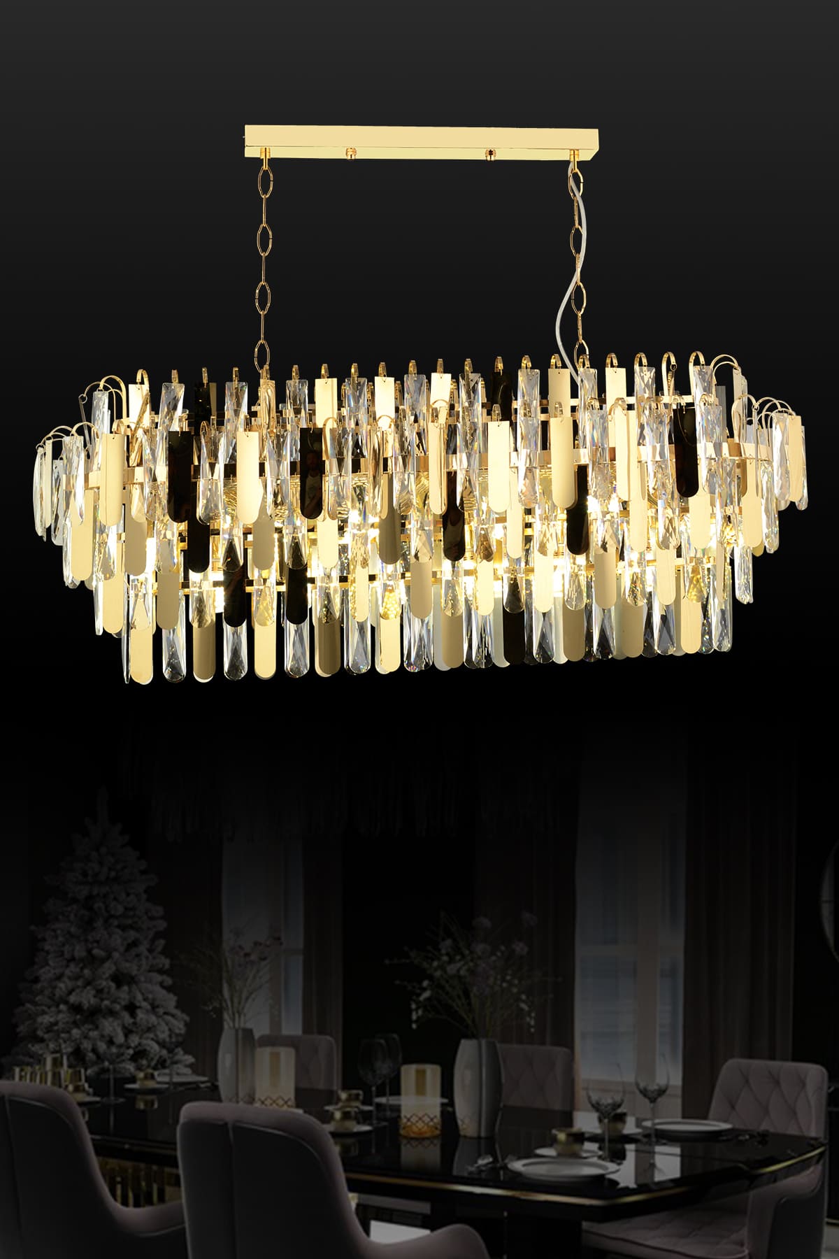 Daisy Yemek Odası Taşlı Avize - Ronisu Aydınlatma