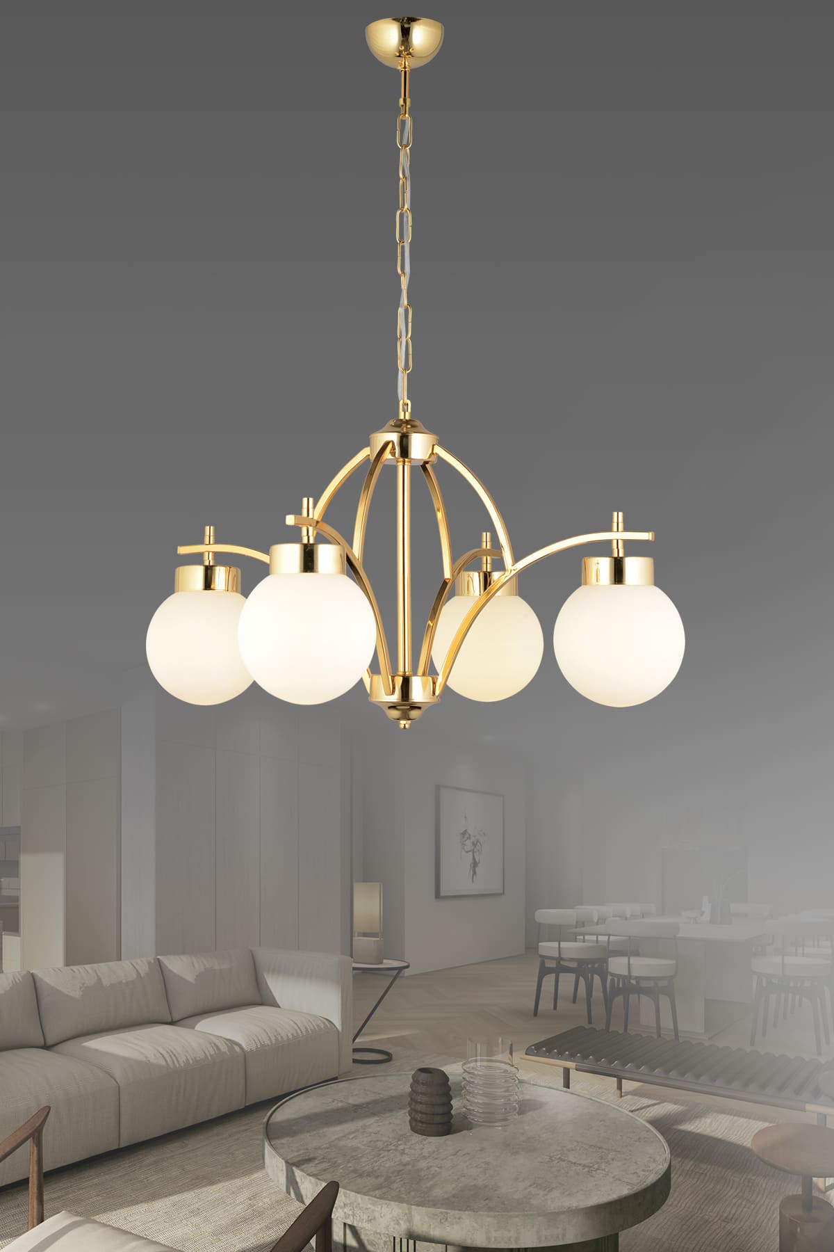 Didem 4'Lü Camlı Avize - Ronisu Aydınlatma