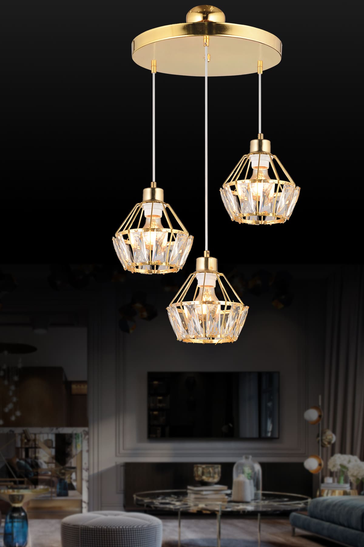 Flora 3'Lü Sarkıt Avize - Ronisu Aydınlatma