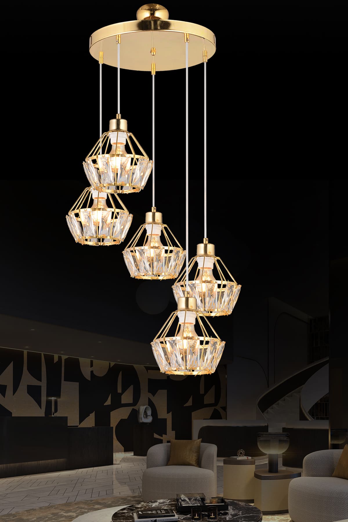 Flora 5'Li Sarkıt Avize - Ronisu Aydınlatma