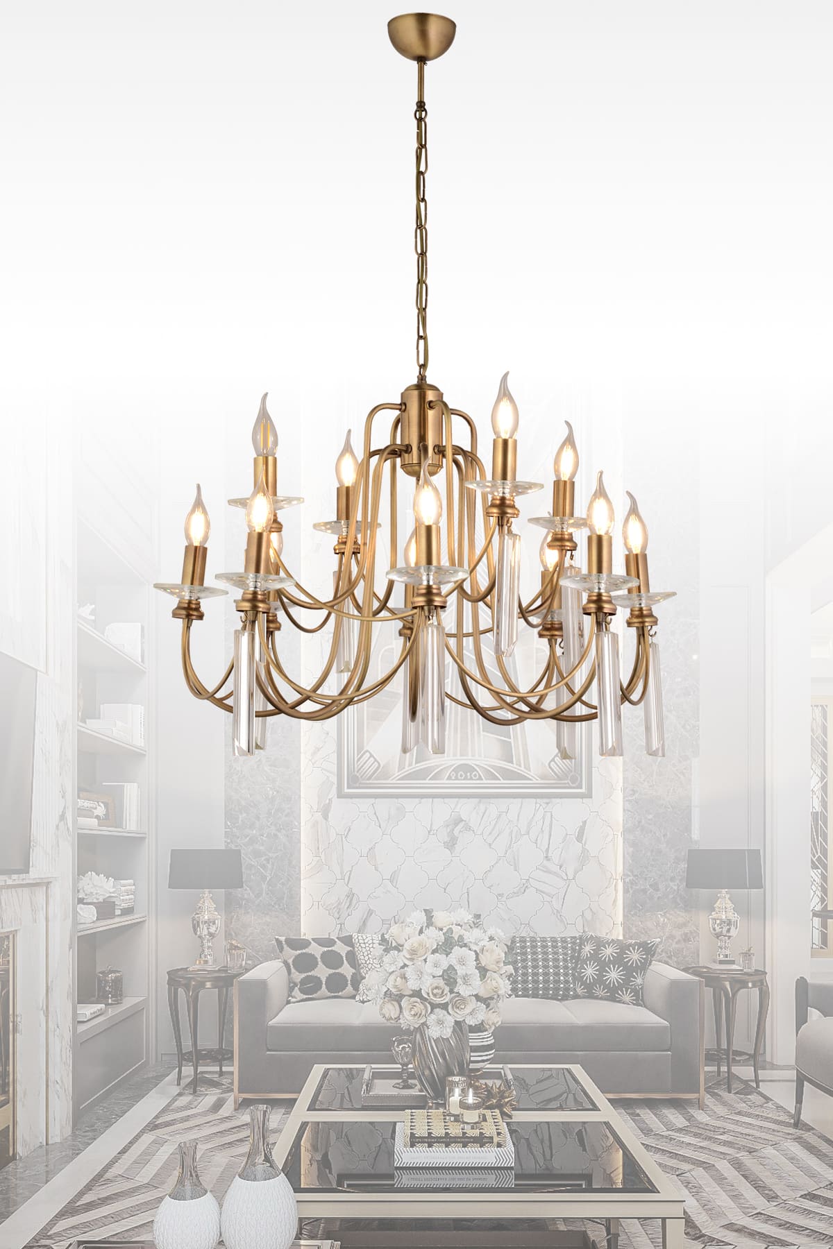 Countess 12'li Salon Dining living room Chandelier 1013-U97-8S-IW