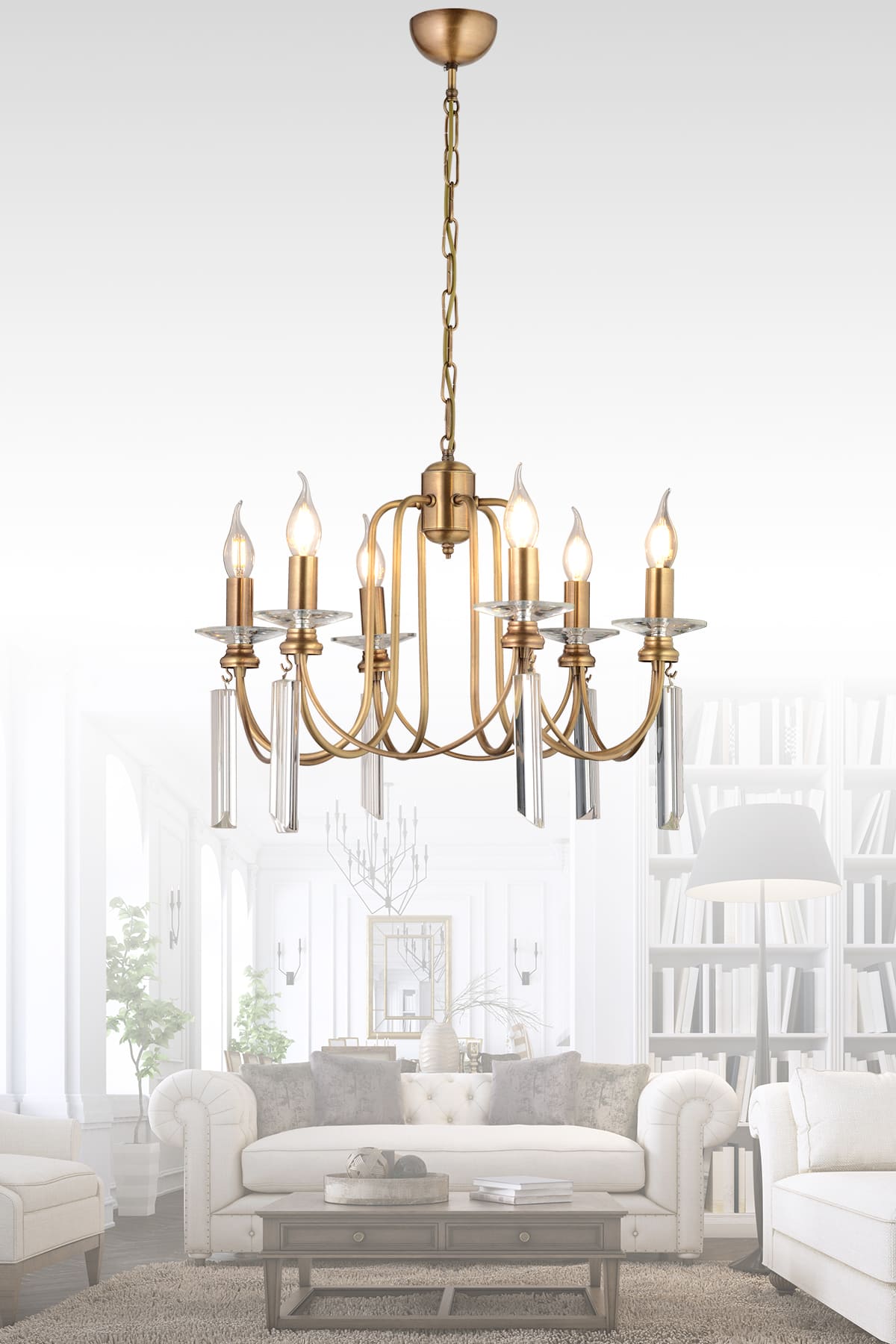 Kontes 6'Lı Klasik Salon Oturma Odası Avize - Ronisu Aydınlatma