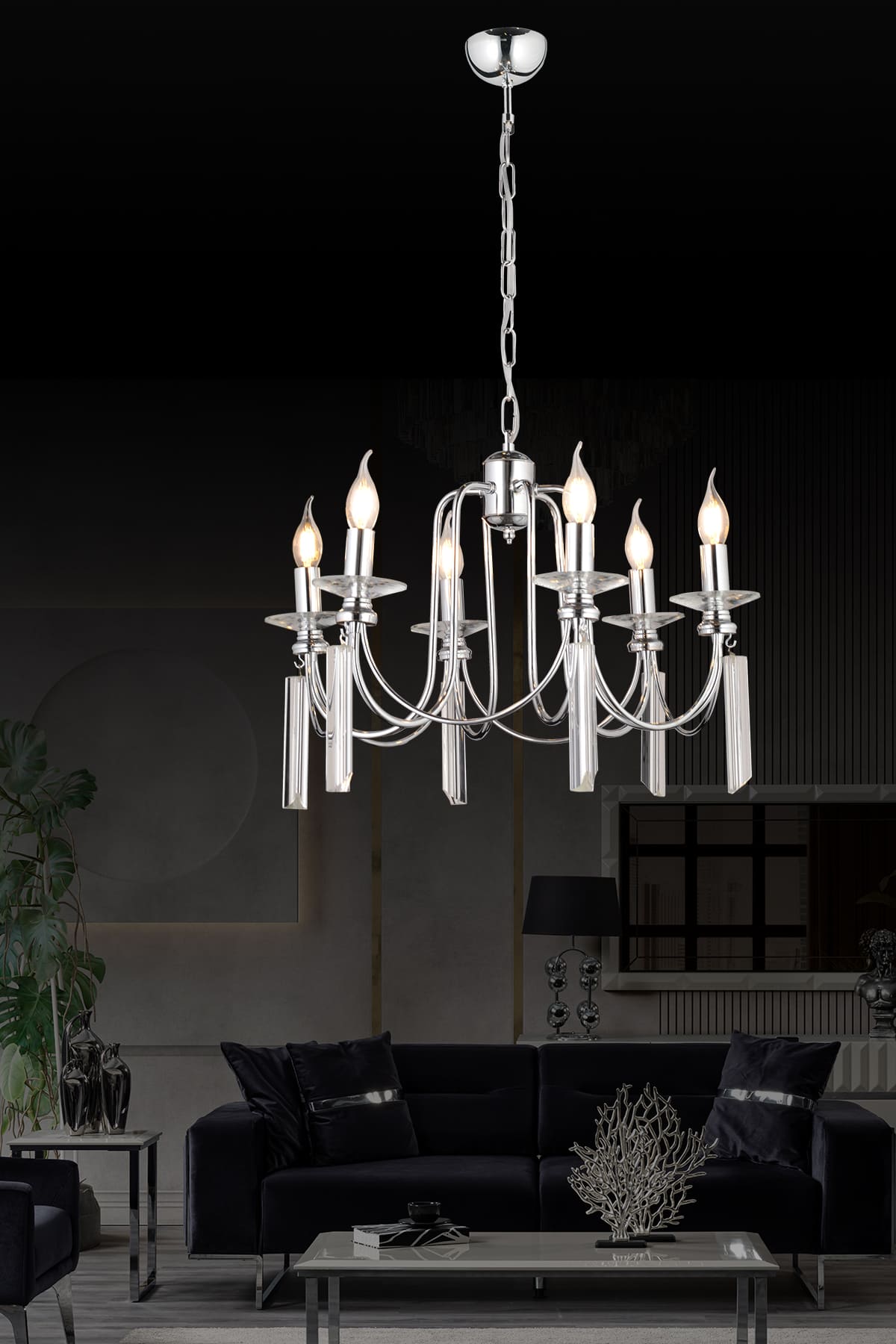 Kontes 6'Lı Klasik Salon Oturma Odası Avize - Ronisu Aydınlatma