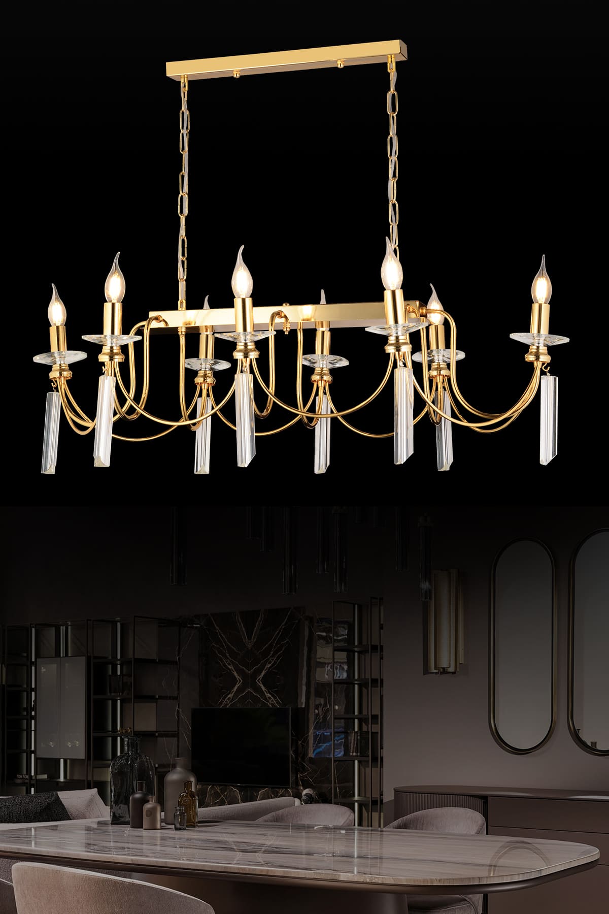 Kontes 8'Li Yemek Odası Avize - Ronisu Aydınlatma