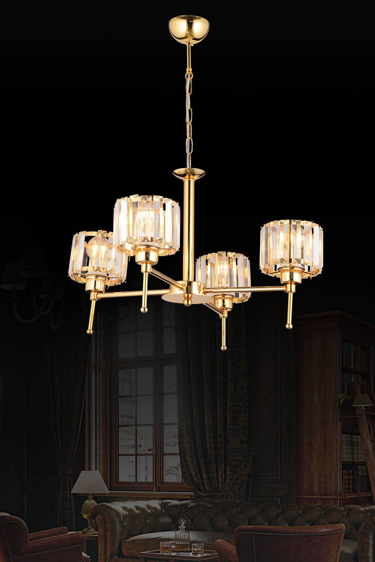 Lavin 4'Lü Taşlı Kollu Avize - Ronisu Aydınlatma