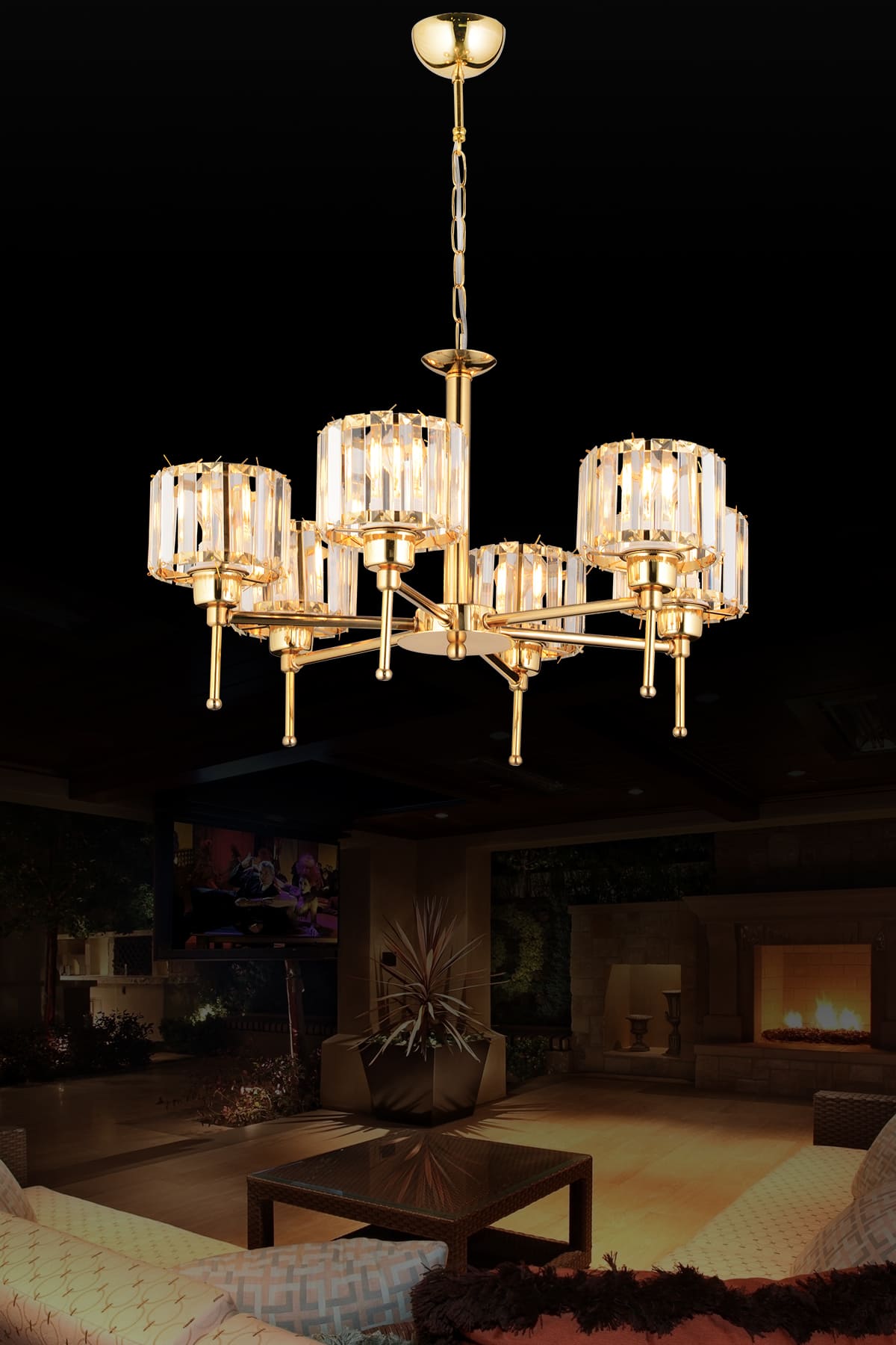 Lavin 5'Li Taşlı Kollu Avize - Ronisu Aydınlatma