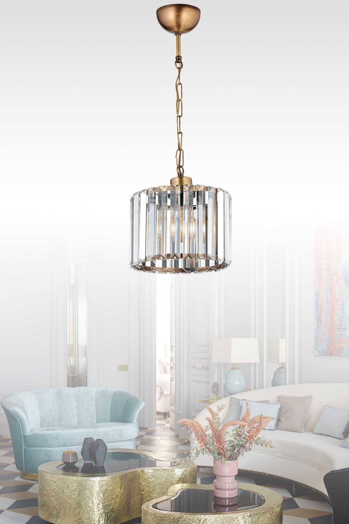 Lavin Tekli Taşlı Avize - Ronisu Aydınlatma