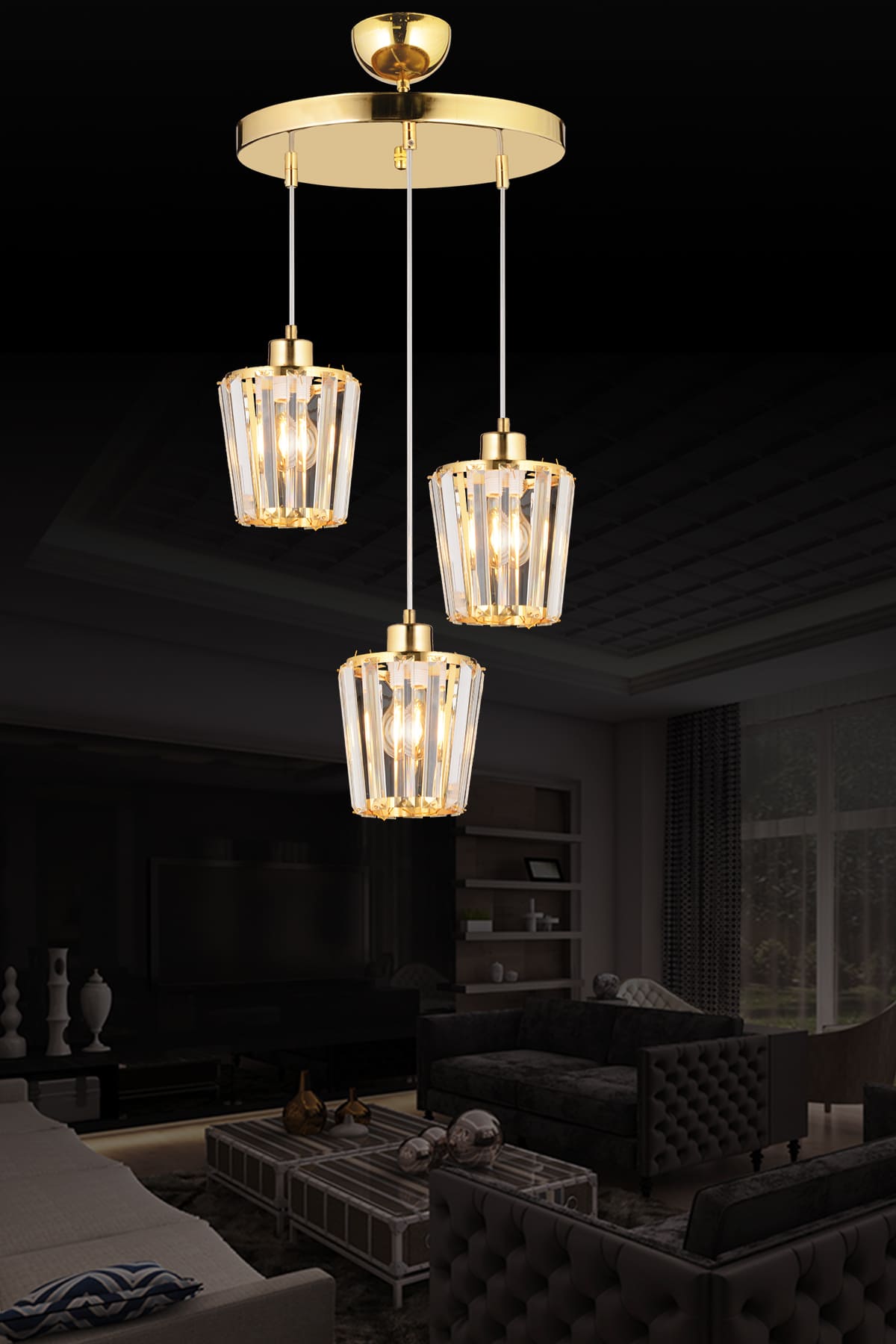 Leyla 3'Lü Sarkıt Avize - Ronisu Aydınlatma