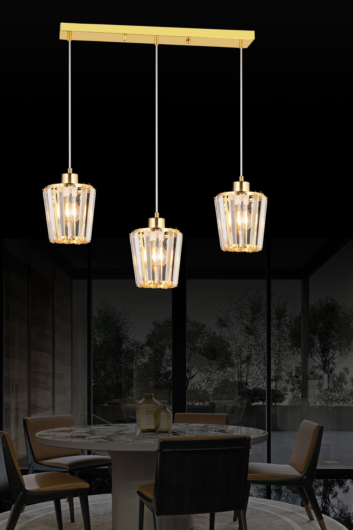 Leyla 3'Lü Sıralı Avize - Ronisu Aydınlatma