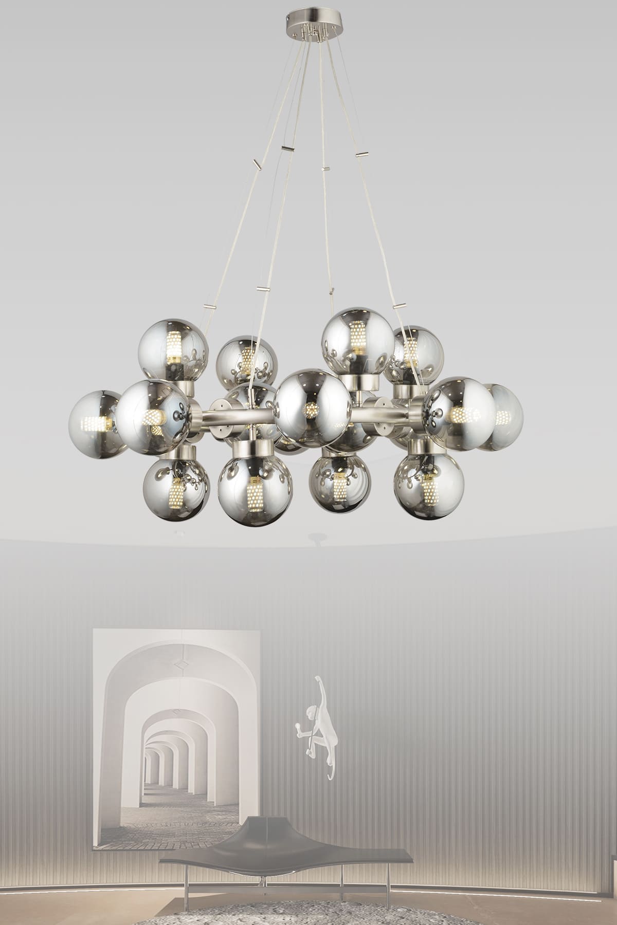 Loft 20'Lik Camlı Avize - Ronisu Aydınlatma