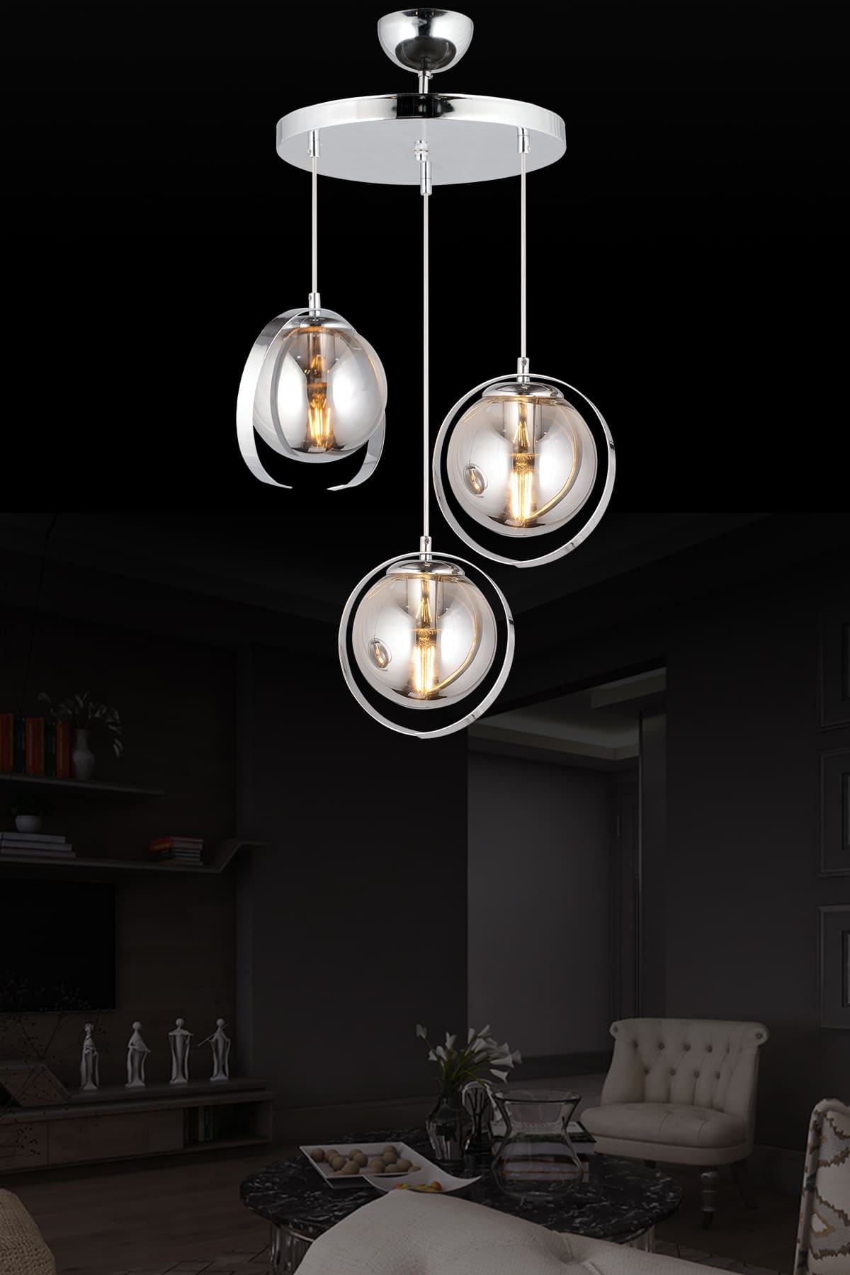 Luca 3'Lü Sarkıt Avize - Ronisu Aydınlatma